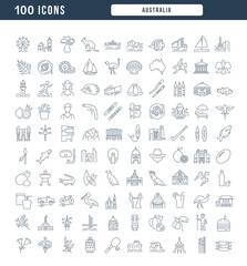 Wall Mural - set of linear icons of australia