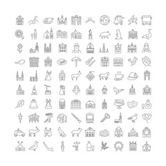 Wall Mural - set of linear icons of austria