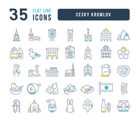 Wall Mural - set of simple icons of cesky krumlov