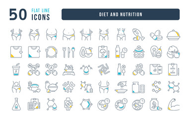 Wall Mural - diet and nutrition. collection of perfectly thin icons for web design, app, and the most modern proj