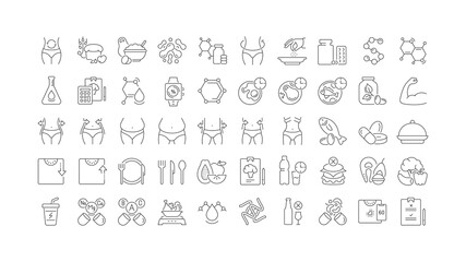 Sticker - Diet and Nutrition. Collection of perfectly thin icons for web design, app, and the most modern projects. The kit of signs for category Medicine.