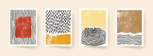 Set Of Abstract Hand Drawn Compositions. Minimal Geometric Posters. Boho Wall Decor.