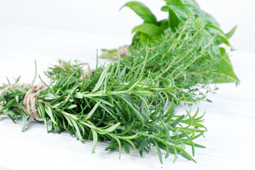 Wall Mural - Bunches of fresh italian herbs