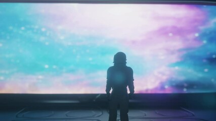 Wall Mural - futuristic astronaut concept. astronaut in outer space. alone astronaut in futuristic space ship. be