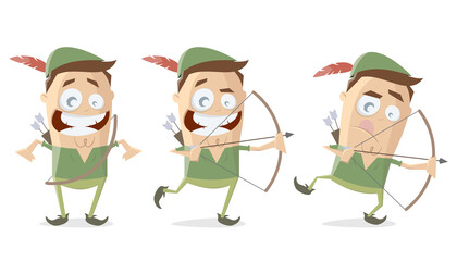 funny cartoon illustration of robin hood