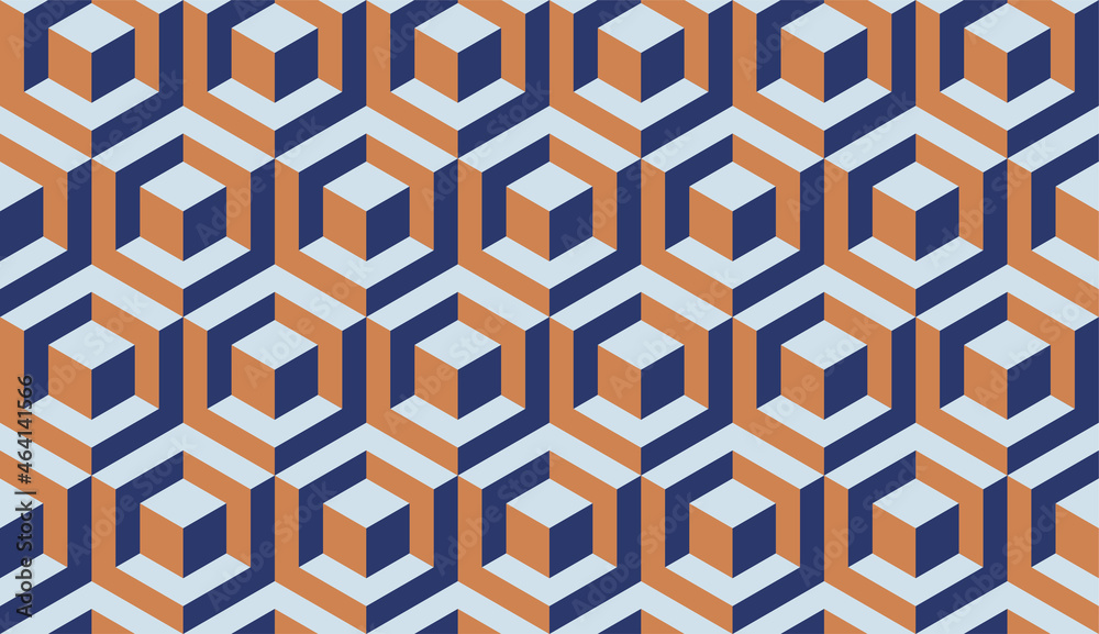 Cubes. Seamless vector geometric 3D pattern. Optical illusions. Op Art ...