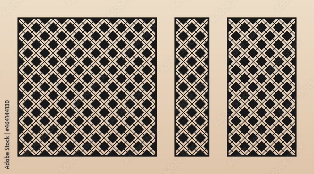 Laser cut patterns. Abstract geometric pattern with square grid, net ...