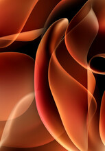 3d Render Of Abstract Art 3d Background With Part Of Surreal Organic Alien Flower In Curve Round Wavy Organic Biological Spherical Transparent Lines Forms In Orange Rose And Brown Gradient Color