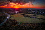 Fototapeta Tęcza - EPIC Aerial Drone Sunrise in Plainsboro Princeton New Jersey 