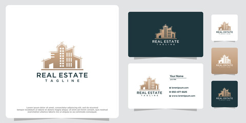 Wall Mural - Real estate building logo and business card design