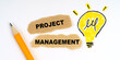 © Dzmitry - A lamp is drawn on a white sheet, there is a pencil and scraps of paper on which it is written - PROJECT MANAGEMENT