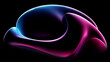 3d render of abstract art 3d background with part of surreal organic alien flower in curve round wavy organic biological spherical lines forms with in neon glowing purple and blue gradient color