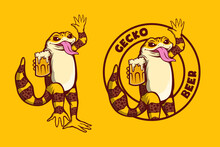 Gecko Beer Mascot Logo 