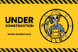 Skull under construction caution