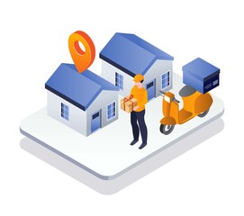 Poster - Men find order delivery locations