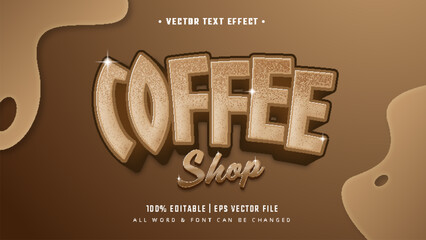 Wall Mural - Coffee Shop 3d Text Style Effect. Editable Illustrator Text Style.
