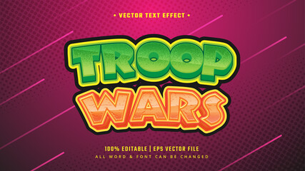 Poster - Troop Wars Game 3d Text Style Effect. Editable Illustrator Text Style.