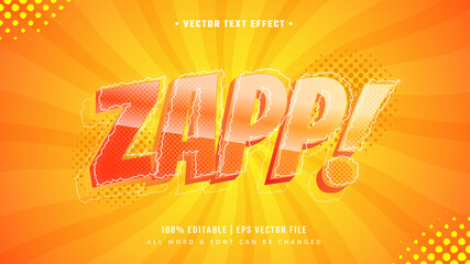 Poster - Zap Retro Cartoon 3d Text Style Effect. Editable Illustrator Text Style.
