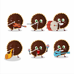 Poster - Cartoon character of chocolate tart playing some musical instruments