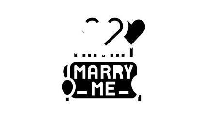 Wall Mural - proposal marry me balloons animated glyph icon. proposal marry me balloons sign. isolated on white background