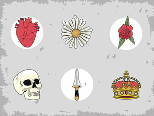 Sticker - six wild love icons