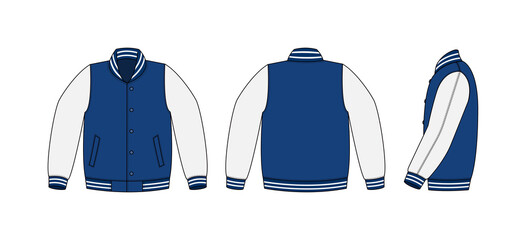 Wall Mural - Varsity jacket ( baseball jacket )  template illustration(front,back and side )