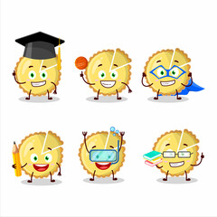 Wall Mural - School student of lemon tart cartoon character with various expressions