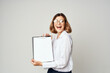 © SHOTPRIME STUDIO - Businesswoman with documents in hand Lifestyle isolated background
