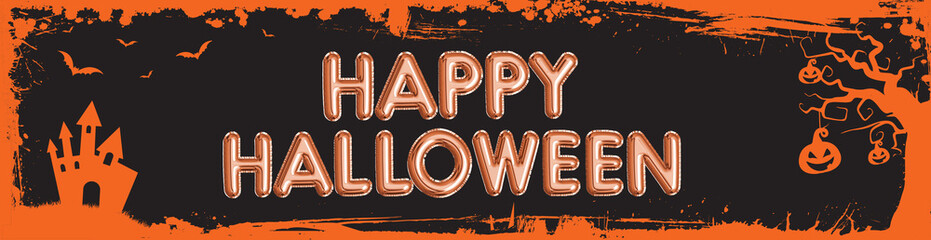 Wall Mural - vector Halloween web banner billboard size orange grungy border template background