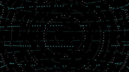 Fototapete - Abstract 3d sphere made of dots. Sphere particles.  Futuristic technology style. White particles in the form of a sphere.