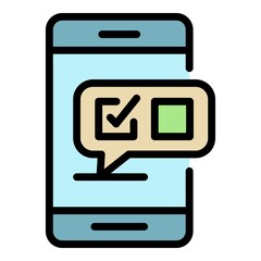 Poster - Smartphone quiz icon. Outline smartphone quiz vector icon color flat isolated