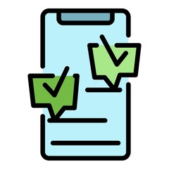 Canvas Print - Smartphone checklist icon. Outline smartphone checklist vector icon color flat isolated