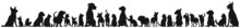 Front View Of Cats And Dogs Group Standing Or Sitting Vector Silhouette Collection