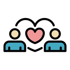 Sticker - Love couple icon. Outline love couple vector icon color flat isolated