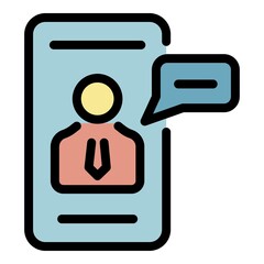 Poster - Smartphone finance icon. Outline smartphone finance vector icon color flat isolated