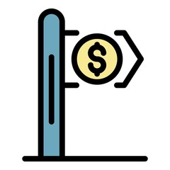 Poster - Finance pillar direction icon. Outline finance pillar direction vector icon color flat isolated