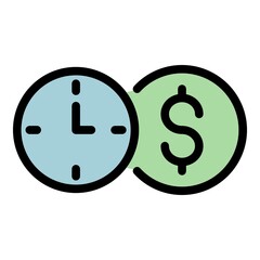 Poster - Money clock icon. Outline money clock vector icon color flat isolated