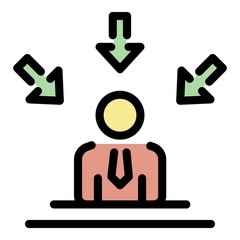 Poster - Office man concentration icon. Outline office man concentration vector icon color flat isolated