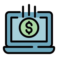 Poster - web money laptop icon. outline web money laptop vector icon color flat isolated