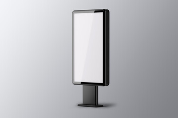 Wall Mural - Outdoor advertising banner. Street light box display or billboard Mock up isolated on a grey background. 3d rendering.