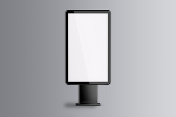 Wall Mural - Outdoor advertising banner. Street light box display or billboard Mock up isolated on a grey background. 3d rendering.