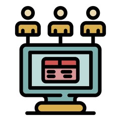 Poster - remarketing network icon. outline remarketing network vector icon color flat isolated