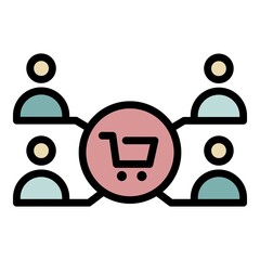 Poster - marketing group icon. outline marketing group vector icon color flat isolated