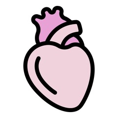 Poster - Cardiac human heart icon. Outline cardiac human heart vector icon color flat isolated