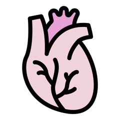 Canvas Print - Healthcare human heart icon. Outline healthcare human heart vector icon color flat isolated