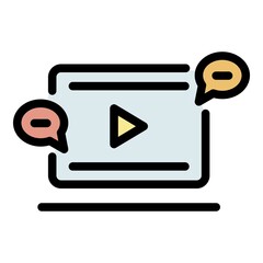 Poster - Video story icon. Outline video story vector icon color flat isolated