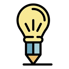 Poster - Idea pencil icon. Outline idea pencil vector icon color flat isolated