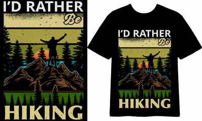 i'd rather be hiking t-shirt design, vector design, hiking t-shirt design, mug design, label design,