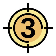Poster - Video number target icon. Outline video number target vector icon color flat isolated