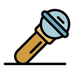 Poster - Microphone icon. Outline microphone vector icon color flat isolated